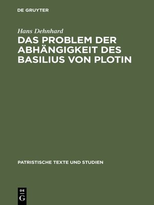 cover image of Das Problem der Abhängigkeit des Basilius von Plotin